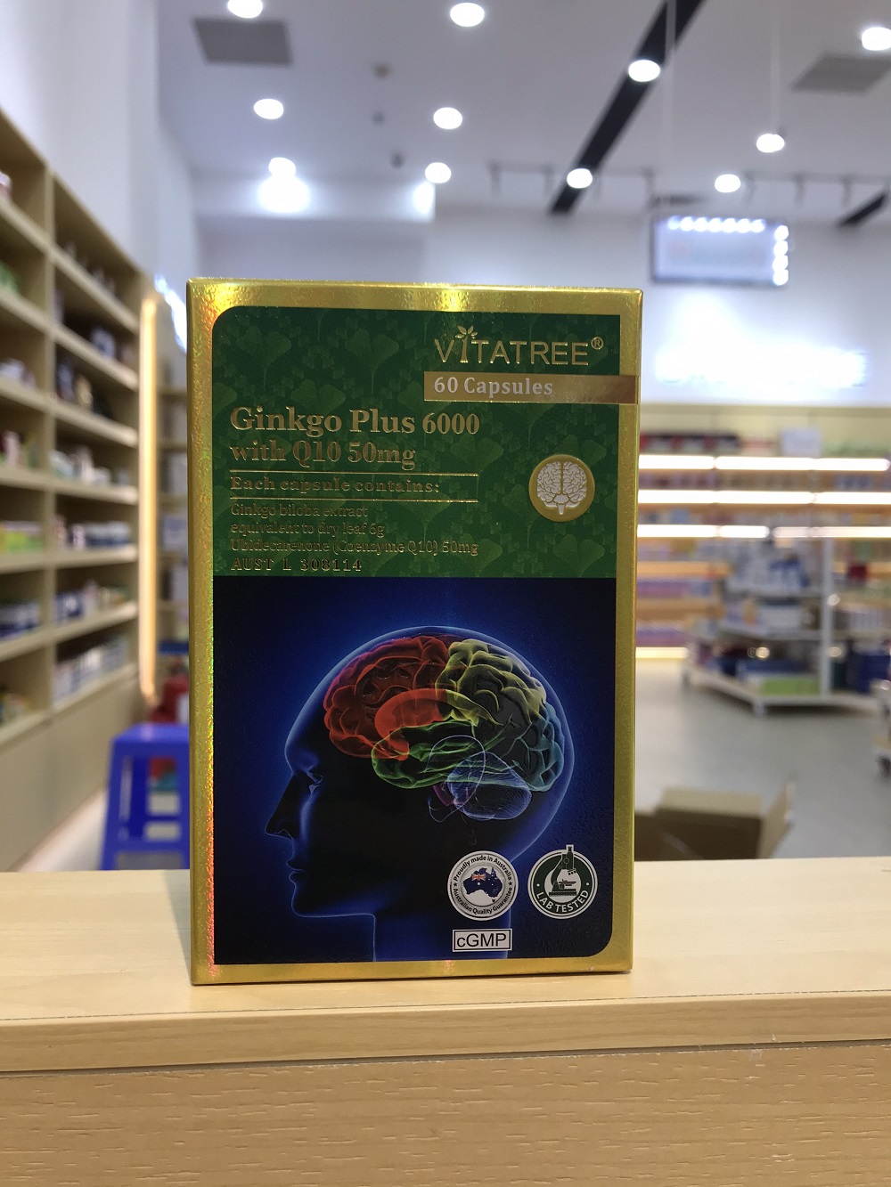 Viên uống Vitatree Ginkgo plus 6000 with Q10 50mg bổ não, cải thiện trí nhớ, giảm hoa mắt, chóng mặt 60 viên