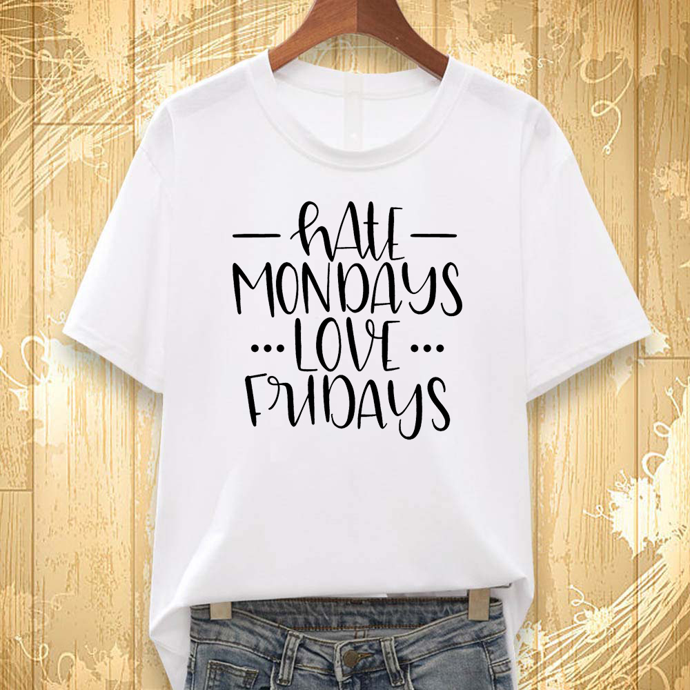 Áo thun nữ in hình HATE MONDAY LOVE FRIDAY KM501 nhiều màu