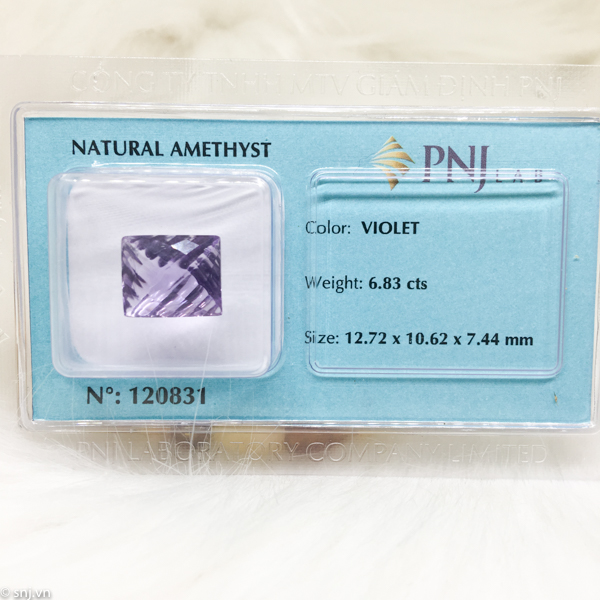 Viên thạch anh tím amethyst chữ nhật giác lưới 6.83ct 120831