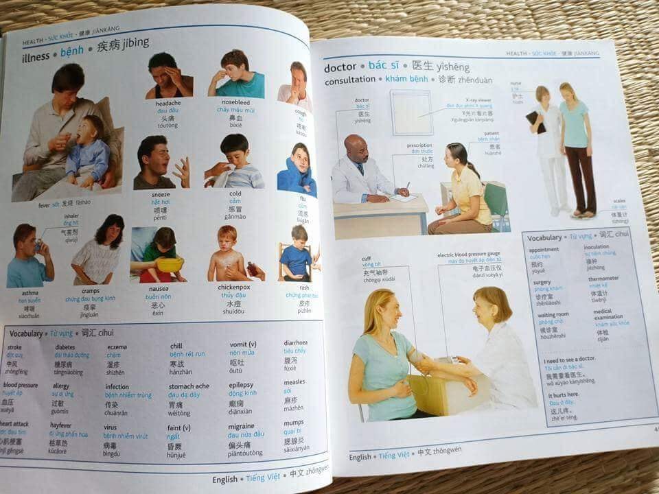 Combo 2 sách Từ điển hình ảnh Tam Ngữ Trung Anh Việt – Visual English Vietnamese Chinese Trilingual Dictionary +Bài tập luyện dịch tiếng ứng dụng +DVD tài liệu