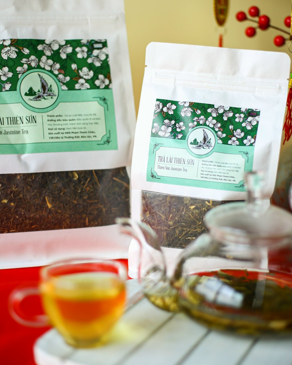 Trà Thiên Sơn Ướp Hoa Lài Bảo Lộc Dạng Túi Zip Trắng Tiện Lợi - Gói 500gr