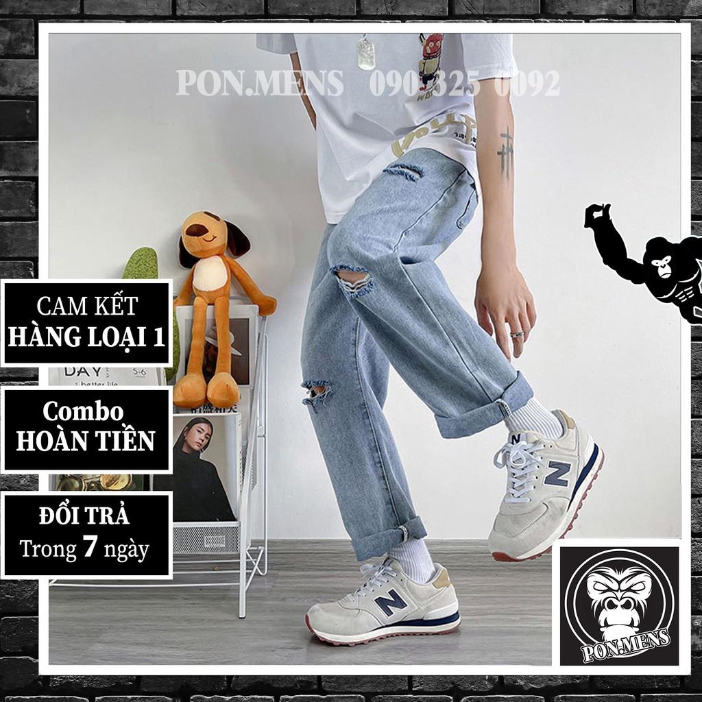 Quần baggy jean rách gối nam nữ mới 3785 2021 Pon.mens