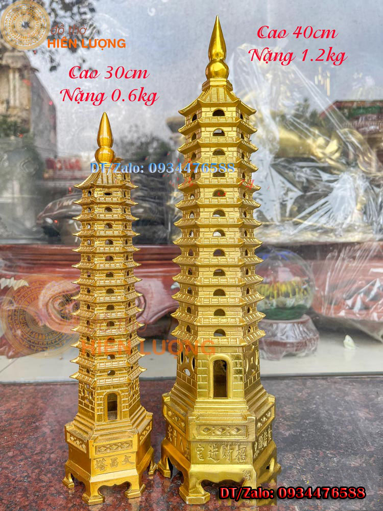 Tháp Văn Xương 13 Tầng Bằng Đồng Vàng Nguyên Chất Phong Thủy Cao 30cm, 40cm - Biểu Tượng Của Trí Tuệ