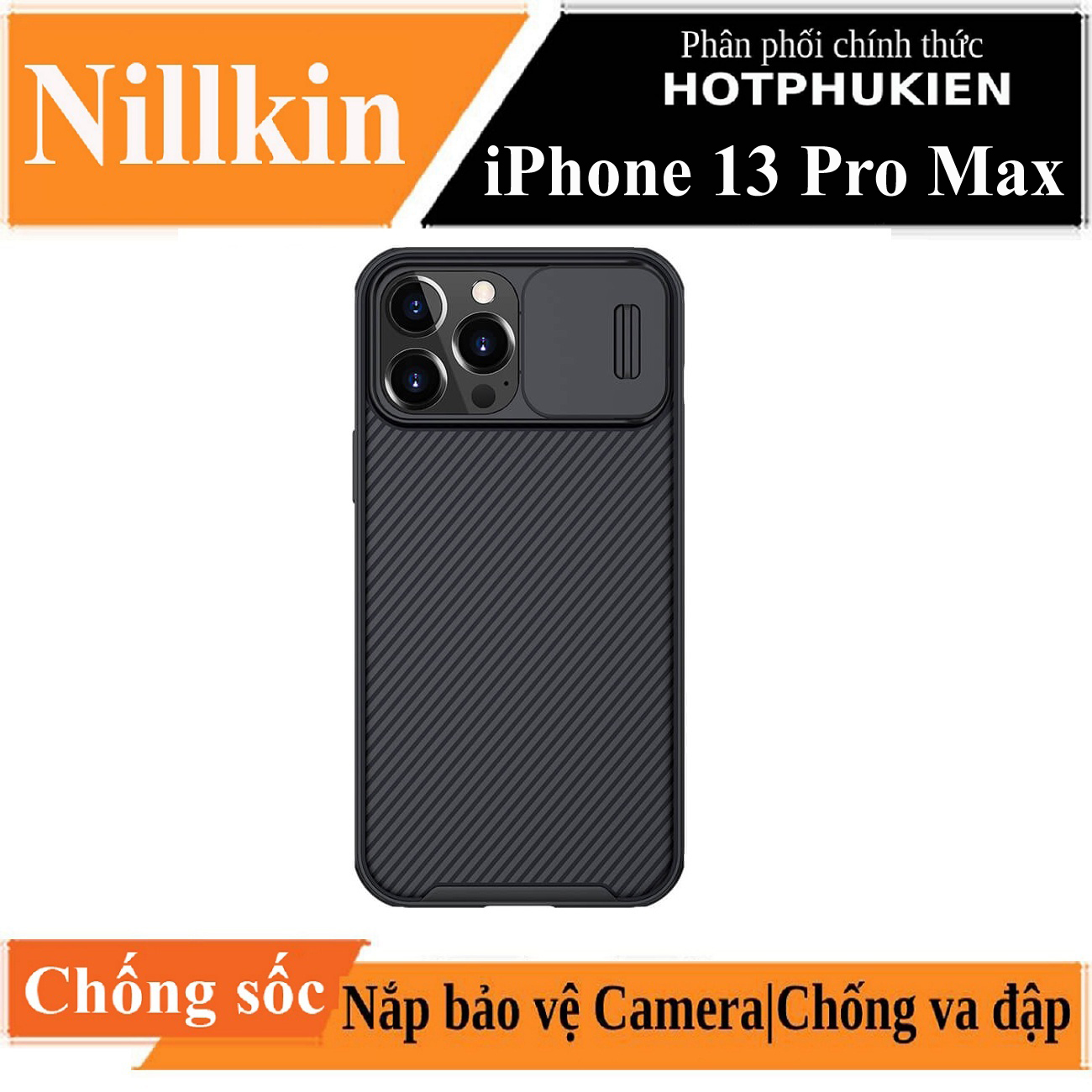 Ốp lưng chống sốc cho iPhone 13 Pro Max bảo vệ Camera hiệu Nillkin Camshield chống sốc cực tốt, chất liệu cao cấp, có khung và nắp đậy bảo vệ Camera - hàng nhập khẩu