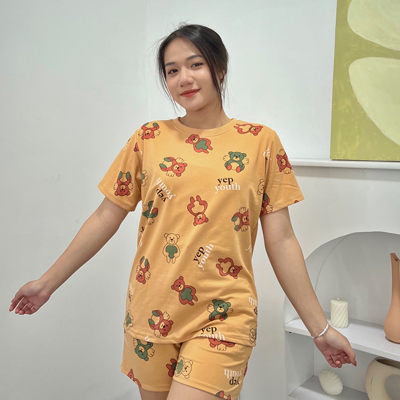 Đồ Bộ Nữ mặc nhà quần đùi dễ thương cotton DN3 - Set bộ ngủ thun cotton - Bộ đồ nữ mặc nhà