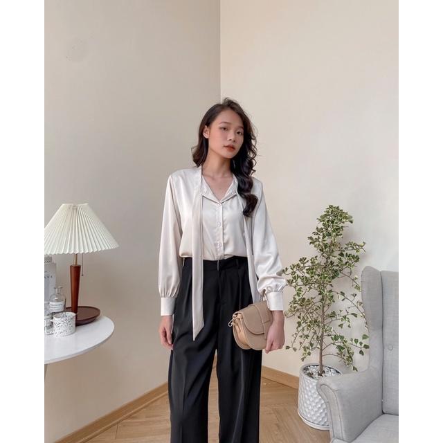 Áo sơ mi nơ cổ đổ 74a61 by germe