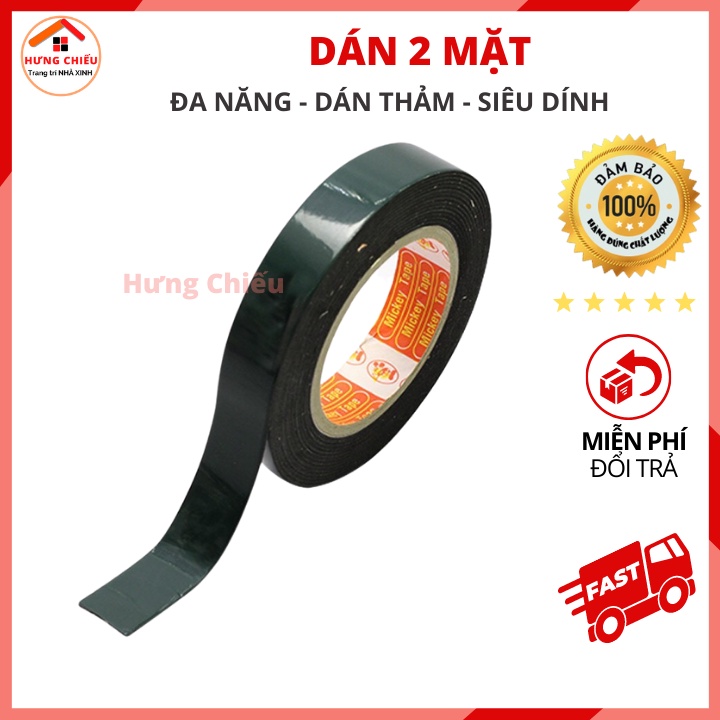 Băng dính xốp xanh 2 mặt dán gương, dán thảm siêu dính, chịu lực tốt , Băng dính xốp 2 mặt đa năng siêu dính hỗ trợ dán thảm