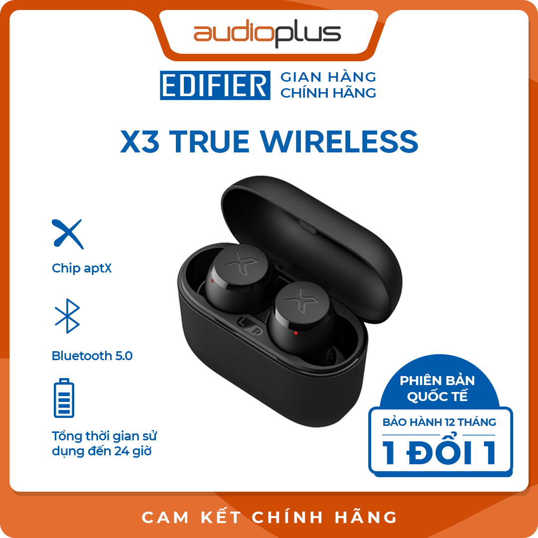 Tai nghe bluetooth true wireless Edifier X3 Đen (Bản quốc tế) – Hàng Chính hãng