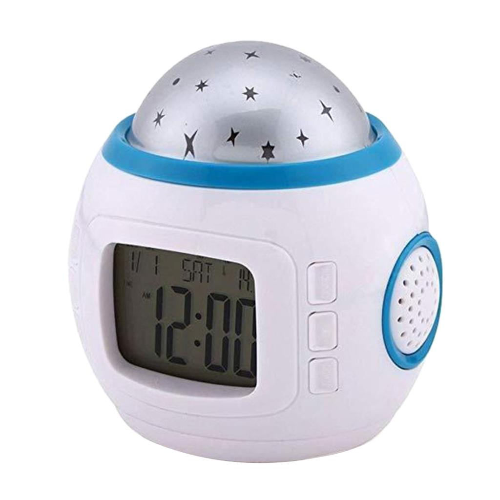 Sky Star Night Light Projector Lamp Kids Bedroom Music Alarm Clock White