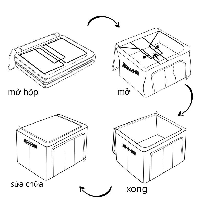 Túi Đựng Chăn Màn - Hộp Đựng Quần Áo Khung Sắt Gấp Gọn - Màu Ngẫu Nhiên