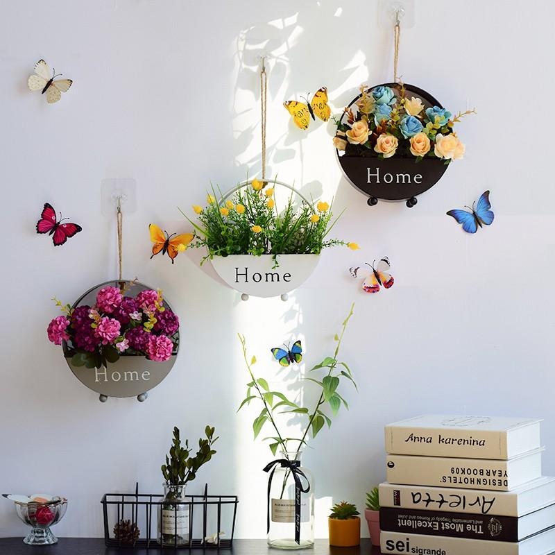 Giỏ hoa cỏ nhân tạo treo tường, để bàn nhiều mẫu đẹp trang trí nhà cửa, ban công, tiểu cảnh GS-01