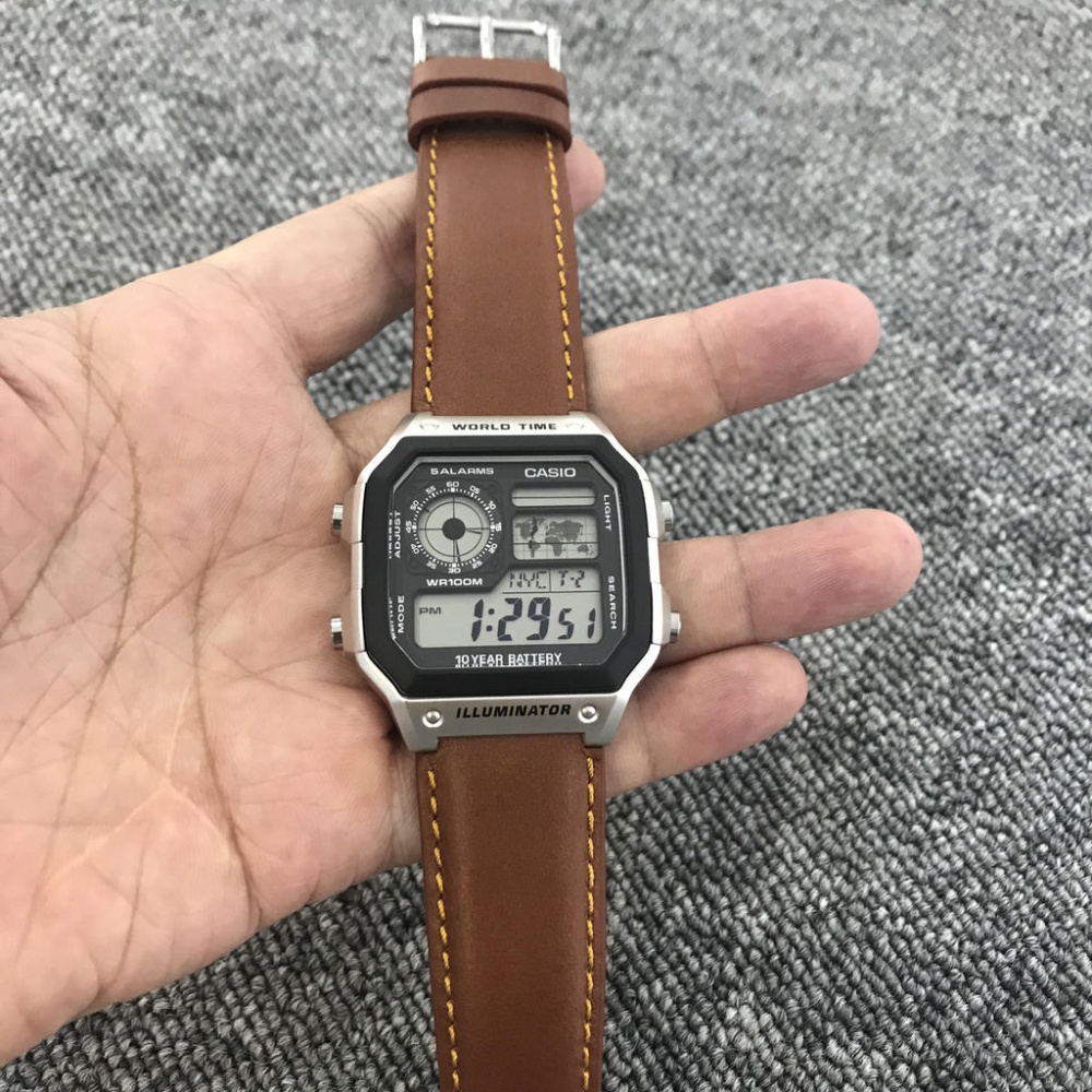 Đồng hồ nam Casio AE-1200WHD-1AVDF tặng kèm dây da bò