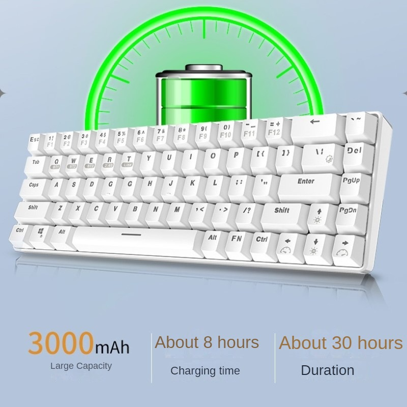 Bàn Phím Cơ không dây mini Đa kết nối RF68 White Led RGB Gaming cho máy tính