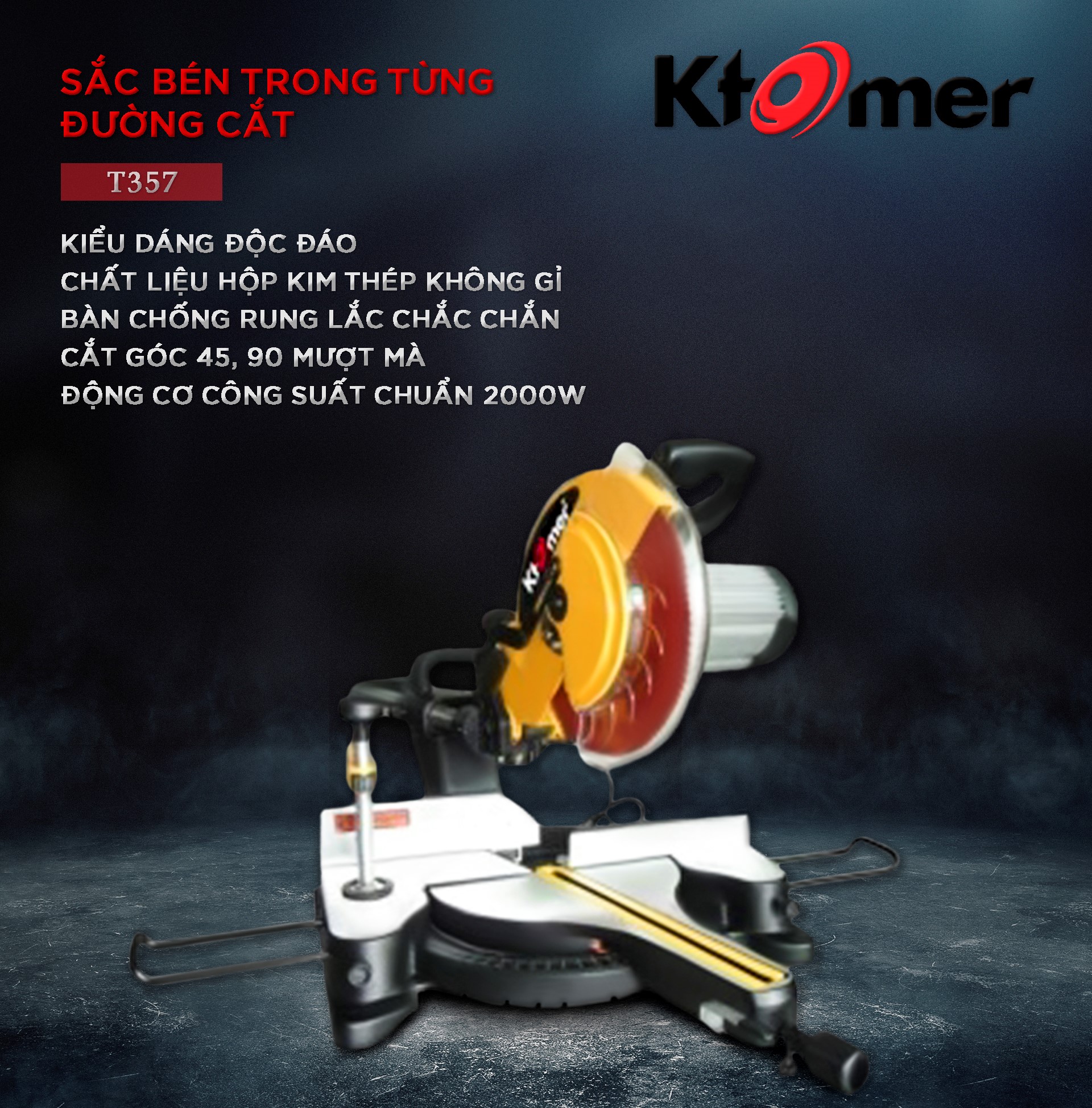 Máy cắt nhôm từ trượt Ktomer T357_Chính Hãng