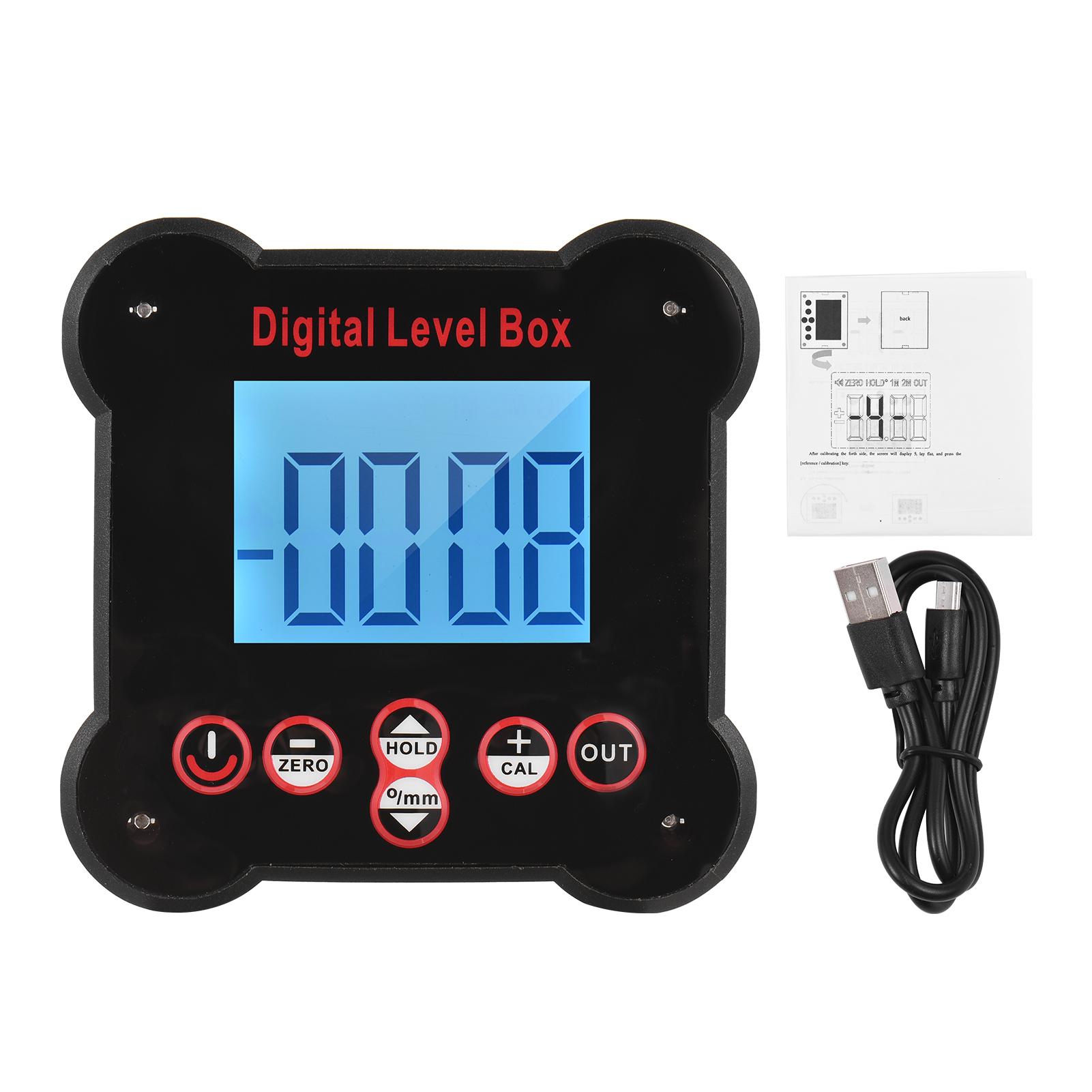 Digital Inclinometer 4*90° Electronic Level and Angle Gauge Magnetic Angle Finder LCD Backlight Digital Protractor Measuring Tool for Woodwork Building Automobile
