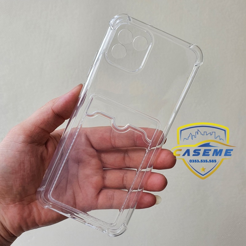 Ốp chống sốc kèm ngăn ví đựng thẻ dành cho Samsung Galaxy A03 silicon trong suốt cao cấp