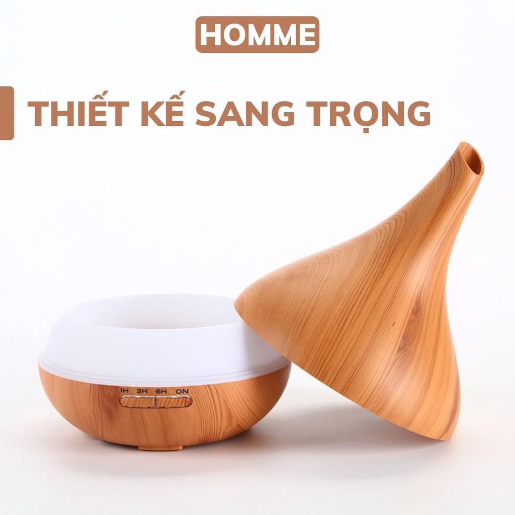 Máy xông tinh dầu phòng ngủ HOMME vân gỗ cỡ lớn hình quả bầu làm thơm phòng có điều khiển,đèn LED,tự tắt khi hết nước