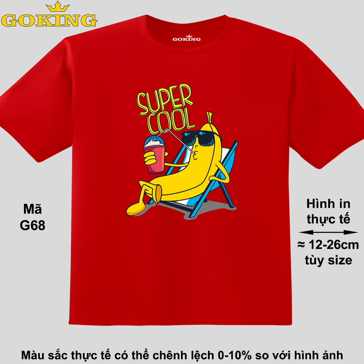 Super Cool, Mã G68. Áo Thun Đẹp Cho Cả Gia Đình. Áo Phông Hàng Hiệu Goking, Công Nghệ In Nhật Bản Siêu Nét. Form Unisex Cho Nam Nữ, Trẻ Em, Bé Trai Gái. Quà Tặng Ý Nghĩa - Đỏ Tươi, Thun Lạnh - 10