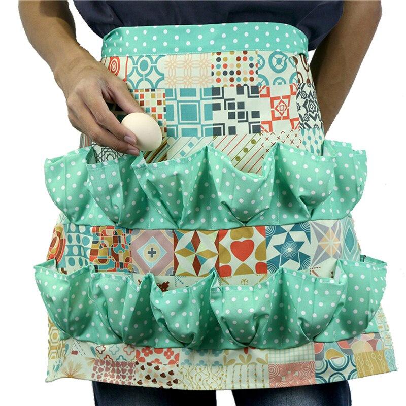 Cute Apron Cartoon Patterns Print Strappy Waist Cloth with Multiple Pockets for Cooking House Keeping