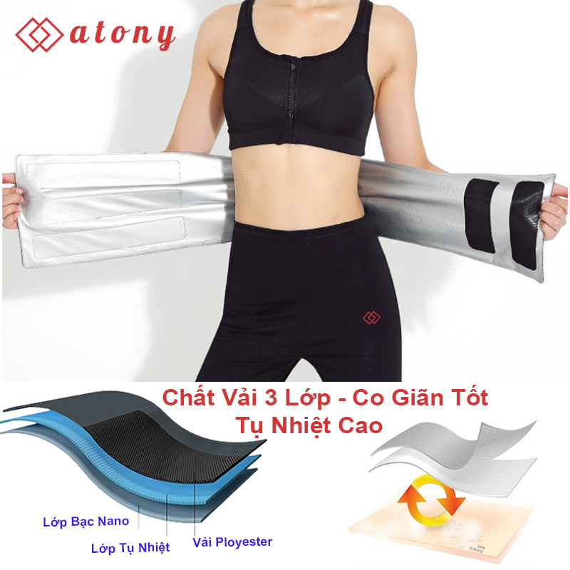 Đai Quấn Nóng Giảm Mỡ Bụng ATONY Chính Hãng - Sinh Nhiệt, Đổ Mồ Hôi, Đánh Tan Mỡ Bụng, Tập Gym, Fitness, Zumba, Aerobic, Chạy Bộ