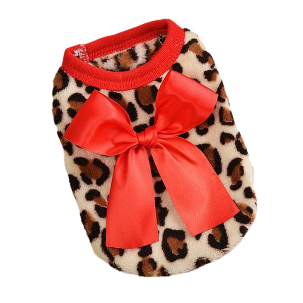 Two Colors Leopard Design Coral Fleece Puppy Clothes Pet Dress Vest