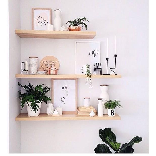 Bộ 3 Kệ Âm Tường Gỗ Tự Nhiên