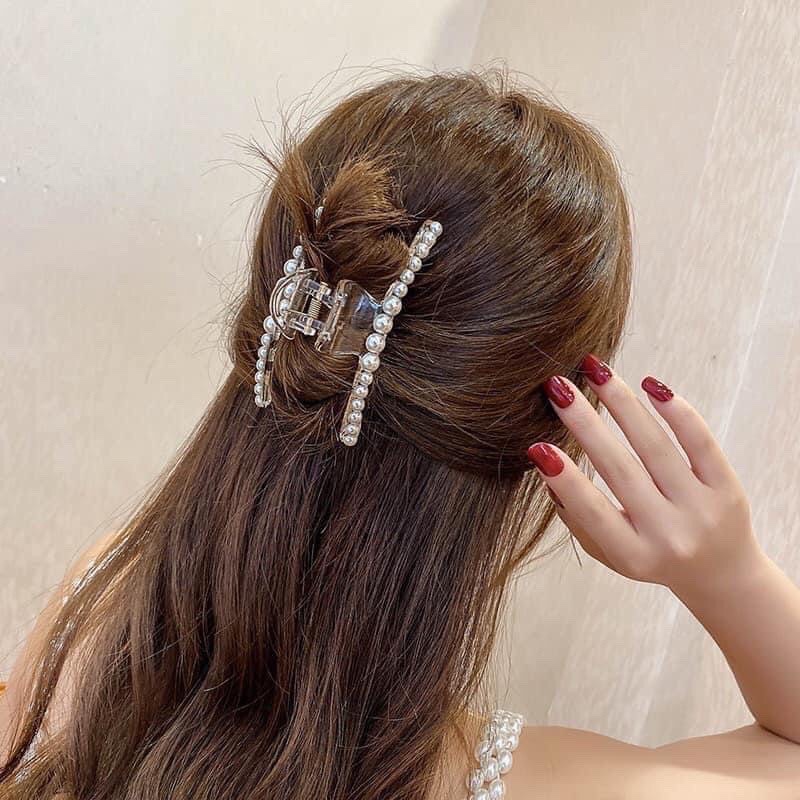 Sét 5 món cột ,kẹp tóc ngọc trai siêu sang chảnh kèm túi zip ,phụ kiện tóc làm đẹp cho các bạn gái