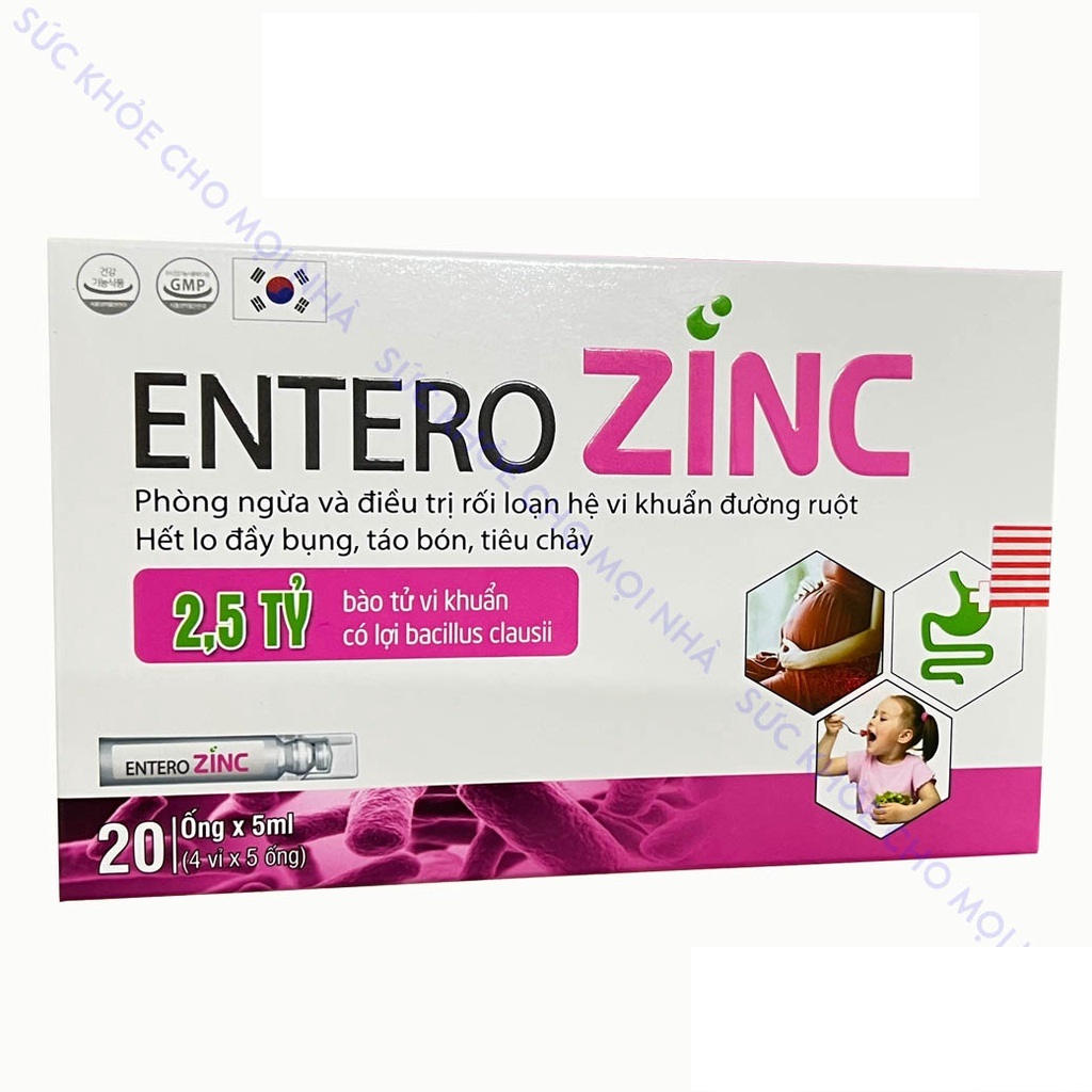 Men Vi Sinh Kết Hợp Kẽm ENTERO ZINC - Giúp Cân Bằng Hệ Vi Sinh Và Tăng Sức Đề Kháng Đường Ruột - Hết Lo Đầy Bụng, Táo Bón, Tiêu Chảy - Hộp 20 Ống