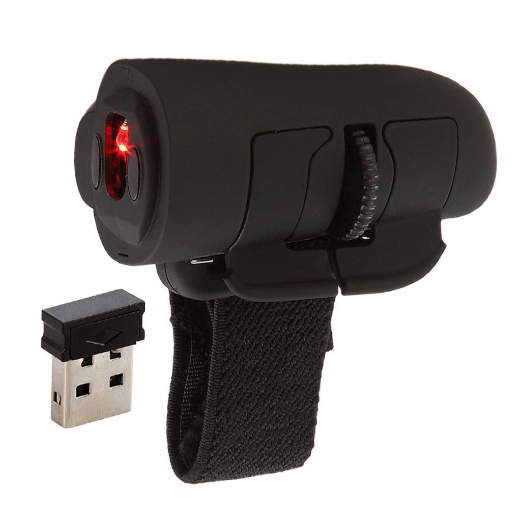 Mini Wireless USB Finger Mouse Optical Handheld Mice for Laptop PC Black