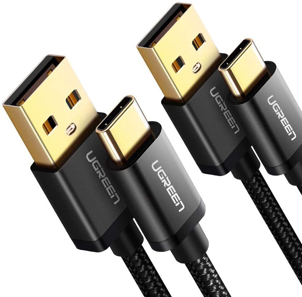 Ugreen 50878 3M màu đen cáp USB TYPE C ra A hỗ trợ sạc nhanh mạ vàng 24K US174 Hàng chính Hãng