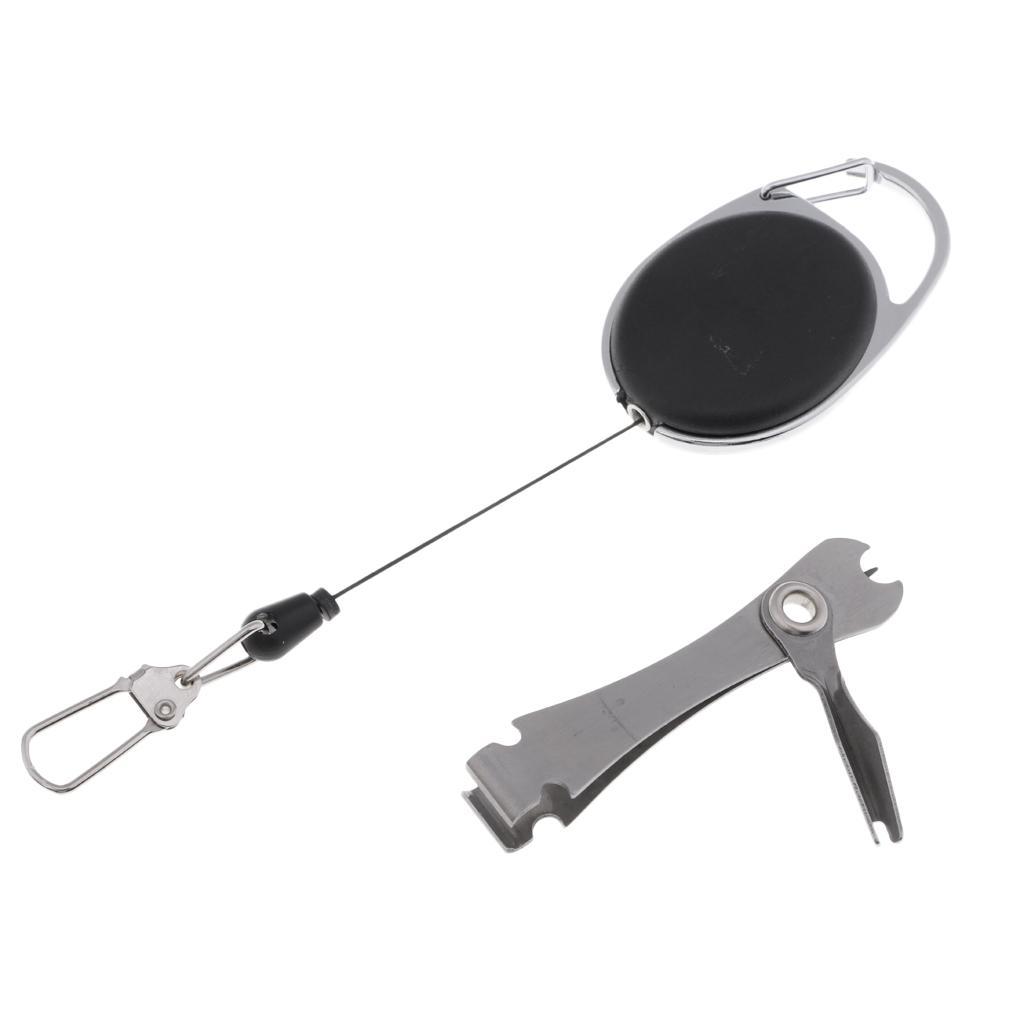 Stainless Steel Fly Fishing Knot Tying Tool Knot Tyer and Nail Clippers Nipper with Zinger Retractor
