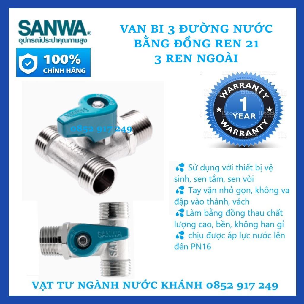 Van chia nước 3 ngã Sanwa 1/2&quot; BV15 MMM Thái Lan, có xuất hóa đơn VAT