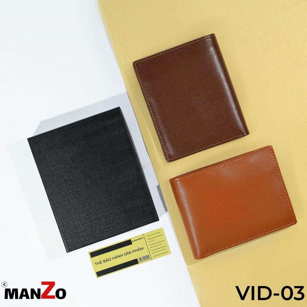 Ví da bò nam dáng đứng cao cấp MANZO VID-03 bảo hành 18 tháng