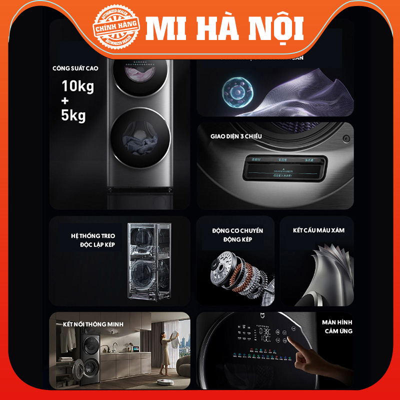 Máy Giặt Sấy Xiaomi Mijia 2 Tầng XM21 15Kg Sấy 7Kg Hàng chính hãng