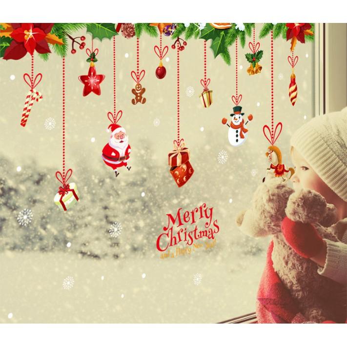 Decal trang trí Noel - Rèm dây trang trí nhiều phụ kiện lớn 02