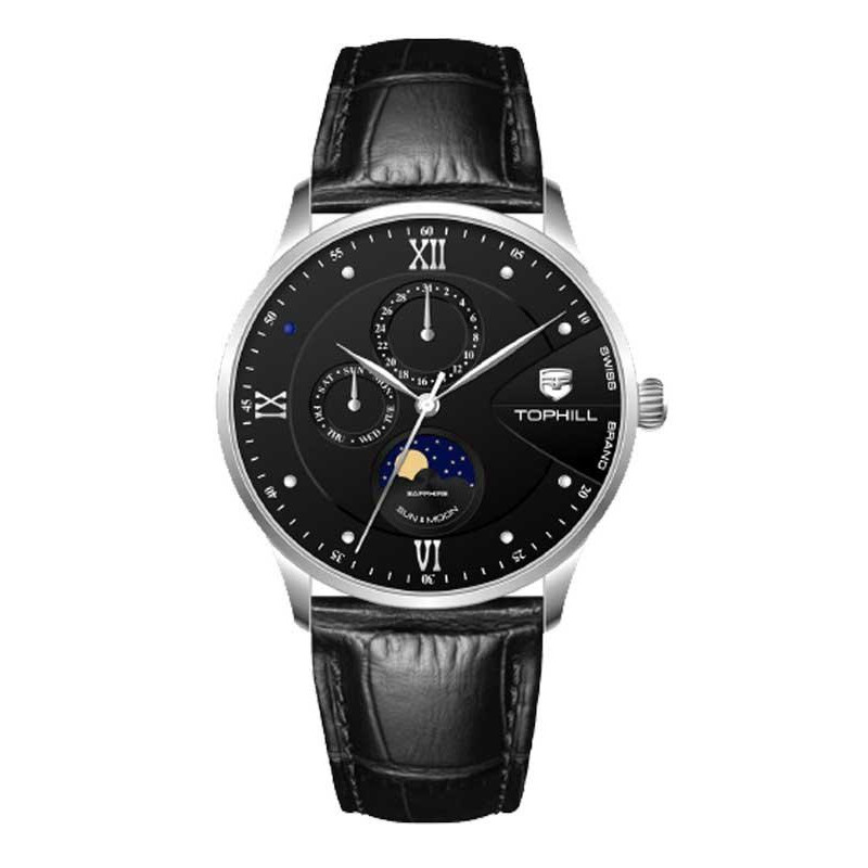 ĐỒNG HỒ TOPHILL TW085G.PB1162 Dây da và vỏ thép 316L, máy pin, kính sapphire