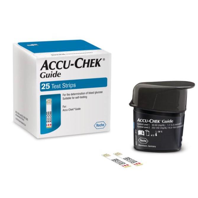 Que Thử Đường Huyết Accu-Chek Guide Có Nắp Nhựa Bảo Hiểm Hút Ẩm Cho Que, Đầu Thấm Máu Lớn, Chính Hãng Roche