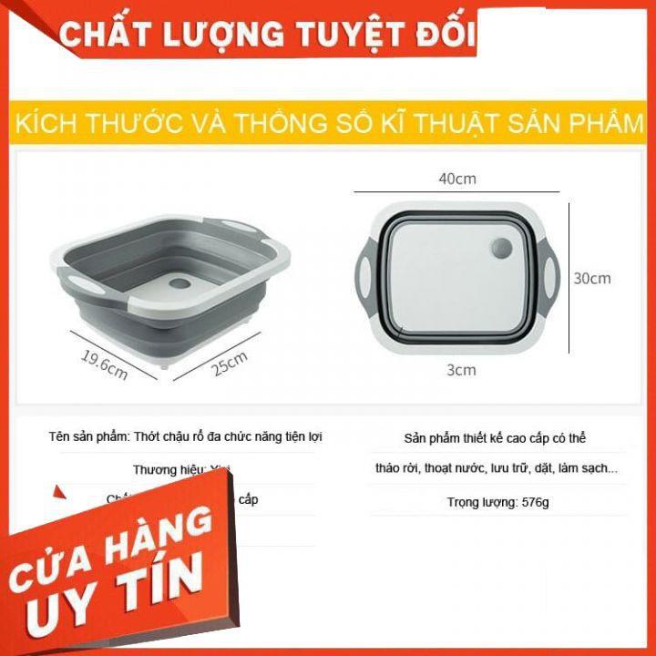 (NHÀ BẾP THÔNG MINH) Chậu gấp gọn kiêm thớt và rổ đựng đa năng loại LỚN 3in1 Đa Năng Tiện Dụng