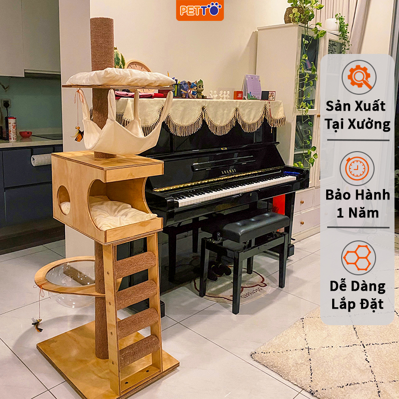 Nhà Cây Cho Mèo Kết Hợp Lồng Kính CH020