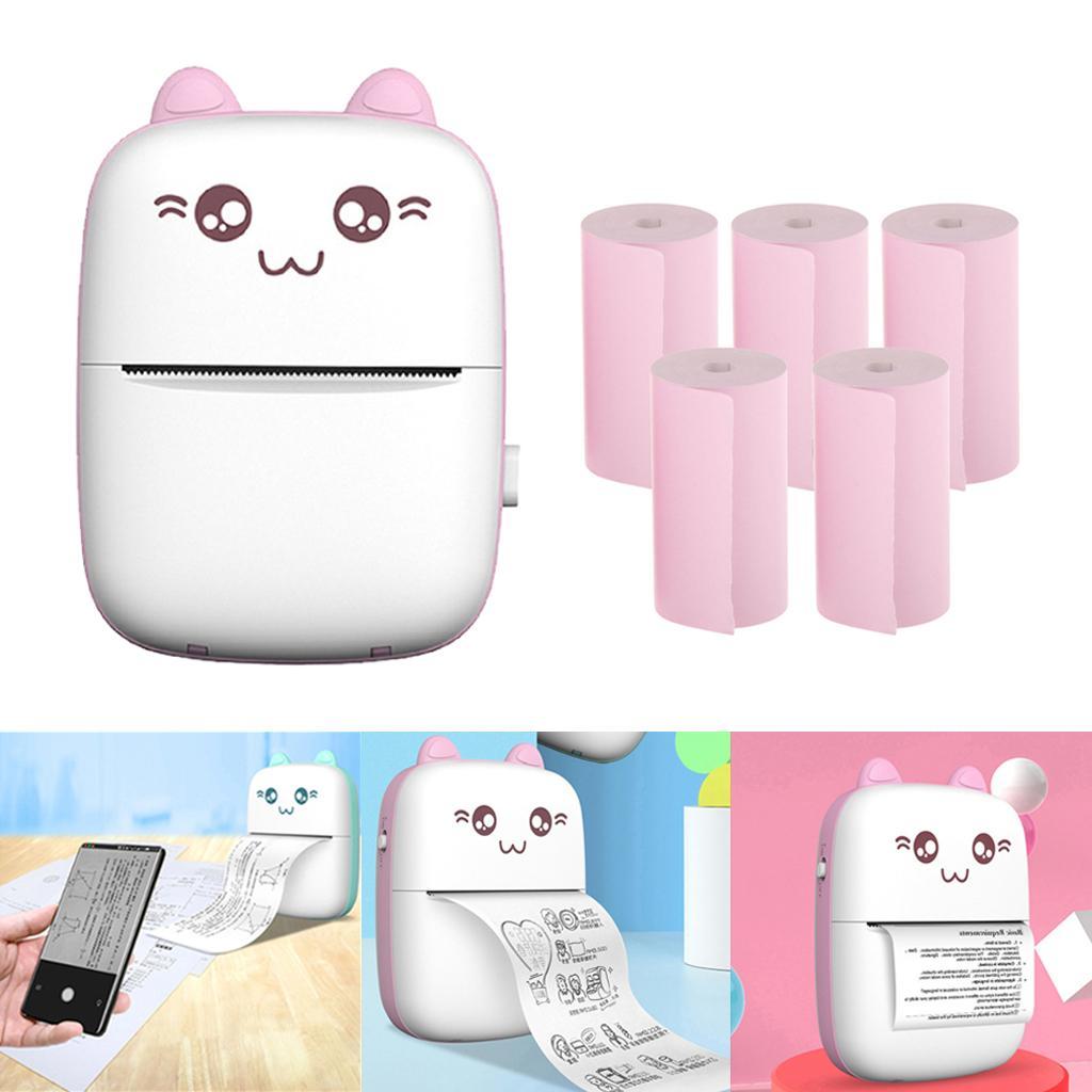 Mini Thermal Photo Printer + 5x Printing Paper Rolls for Pocket Printer 57x30mm
