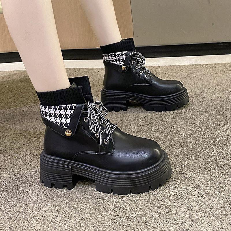 Giày Bốt Martin Cổ Thấp Đế Dày Thời Trang Xuân Thu 2022 Mới Cho Nữ