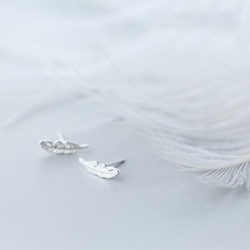 Khuyên tai bạc Ý s925 hình lá E3122 - AROCH Jewelry