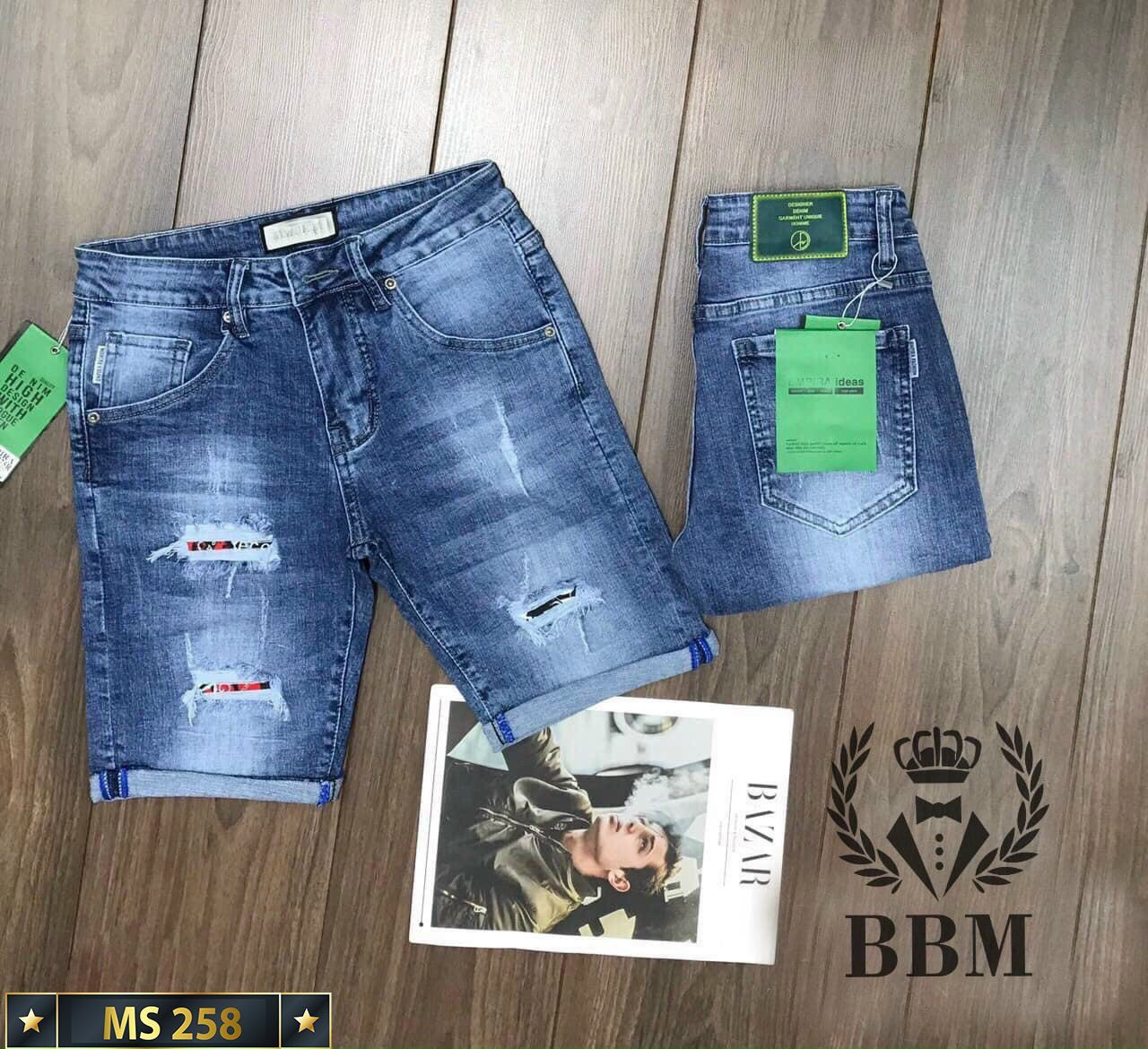 Quần short jean nam co giãn màu xanh rách, quần sọt nam mẫu mới chất denim cao cấp thời trang Benny Fashion - MQ258