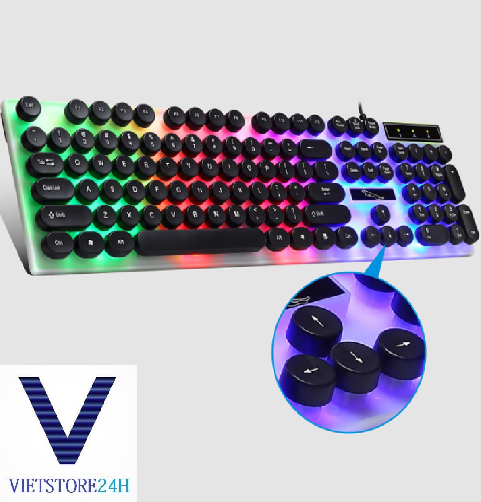 Bộ bàn phím và chuột chuyên game led 7 màu G-21 (Phím tròn) VT