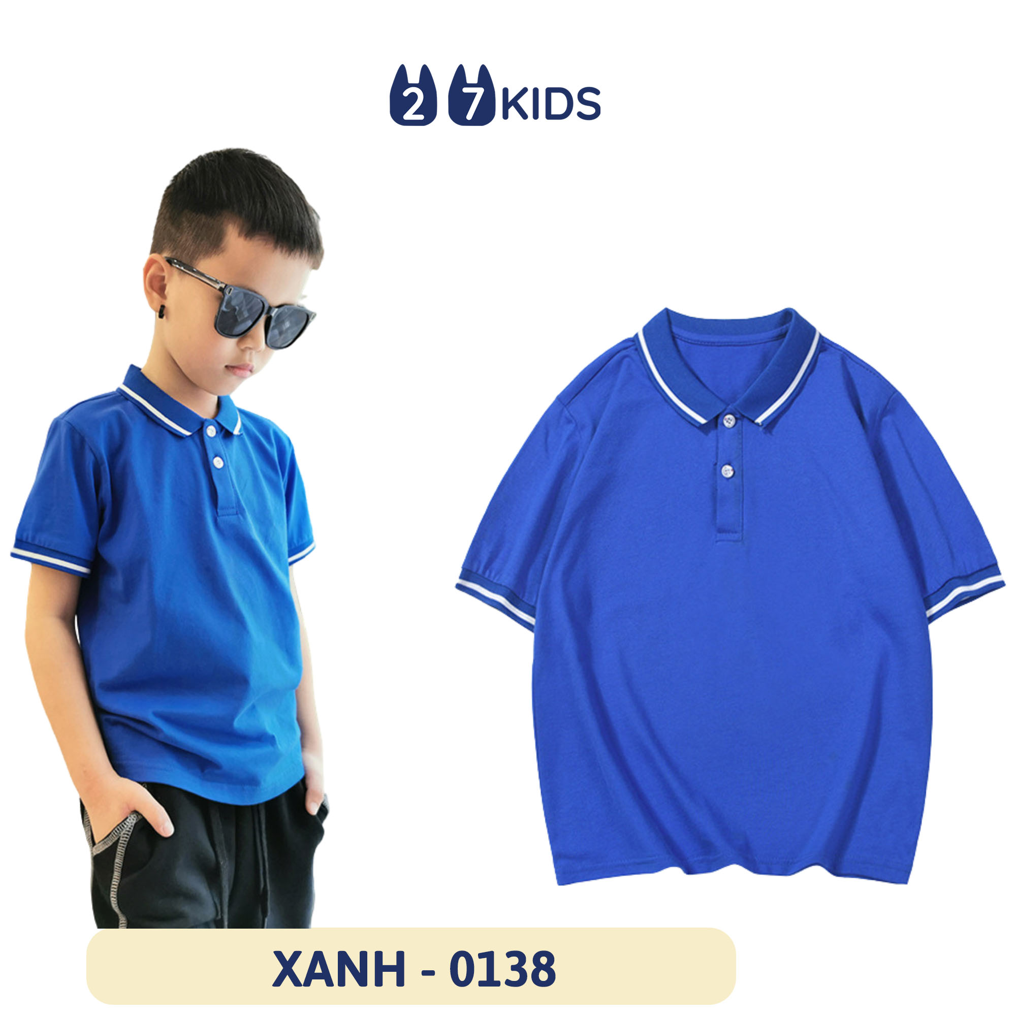 Áo Polo bé trai ngắn tay 27Kids AKL Aowkulae áo thun sơ mi cộc nam cho trẻ từ 4-14 tuổi BSPO3