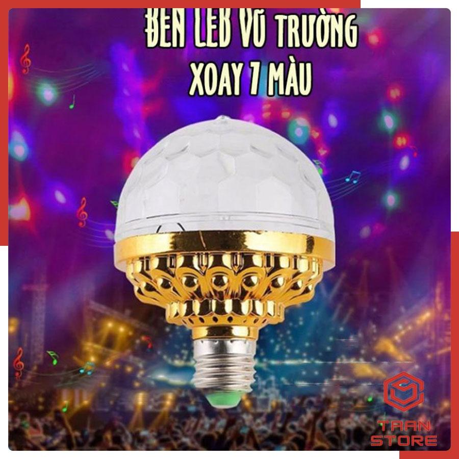Đèn Led Quả Cầu Xoay 360 độ Pha Lê 7 Màu Hình Tròn Hiệu Ứng Tia Chớp Nhấp Nháy Theo Tiếng Nhạc