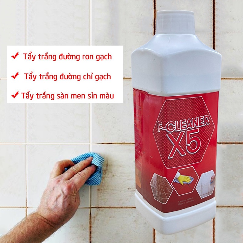Nước Tẩy Trắng Vệ Sinh Sàn Nhà Dạng Xịt F-Cleaner X5 Làm Sạch Bề Mặt Sàn Đá Hóa Đường Chỉ Gạch