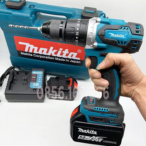 Máy Khoan Pin Makita 36v Không Than Có Búa, Pin 10 CELL AutoLock 13 Ly - Bắt Vít, Siết Bulong