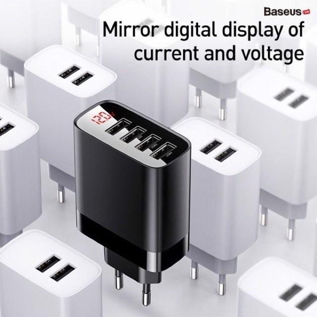 Củ sạc đa năng 4 cổng USB Baseus Mirror Lake Digital Display ( 30W, 4 Ports USB, Travel Charger)