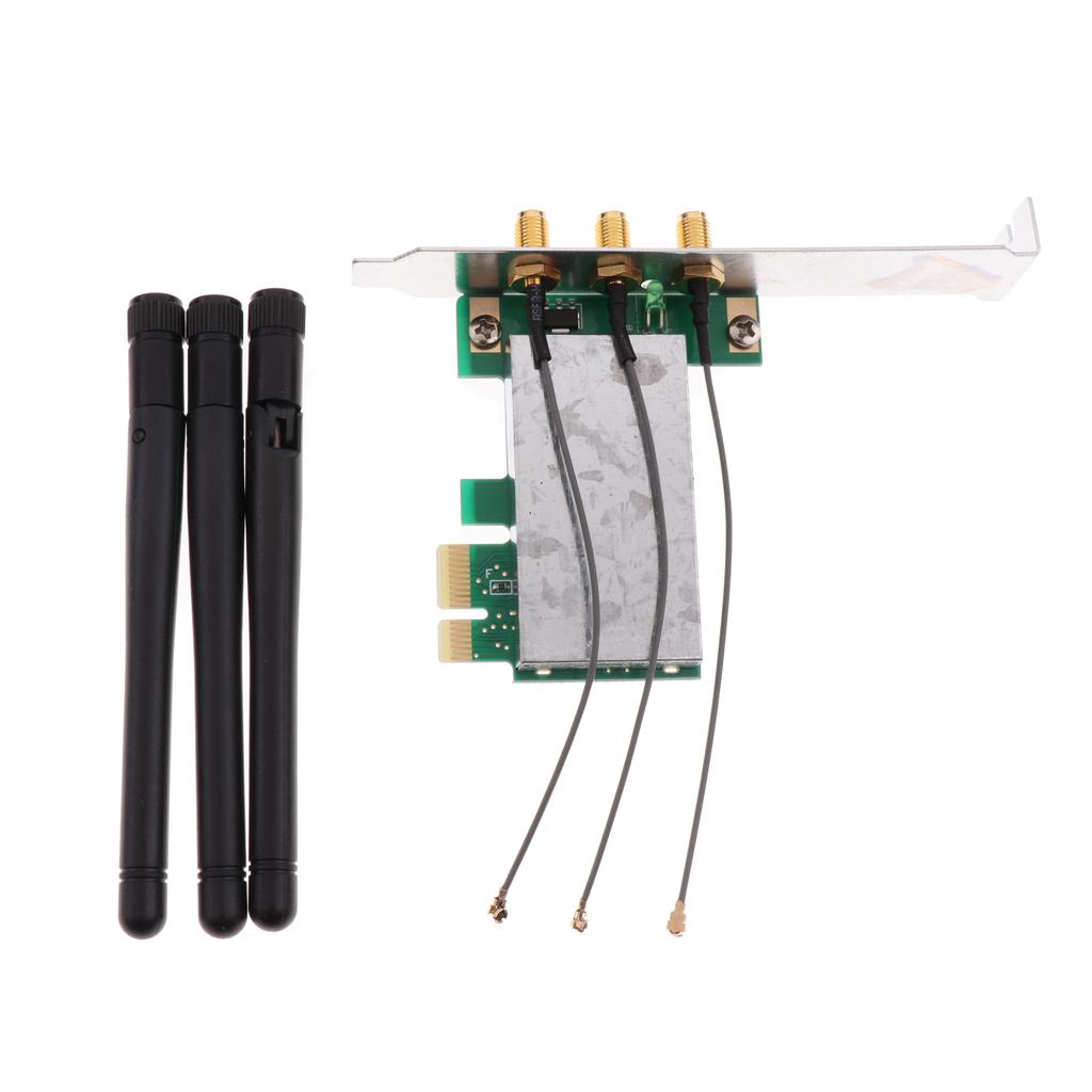 480MB/s Laptop Mini PCI-e to PCI-e 1X Wireless Adapter Wifi LAN Card & Antenna